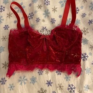 Free People Red Lace Bralette Bustier